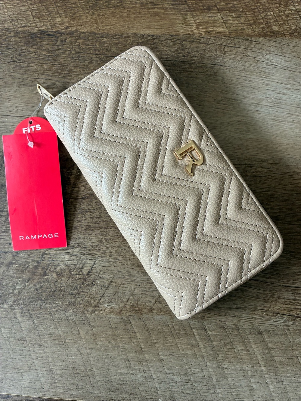 Rampage Chevron Quilted Accordion Zip Wallet, NWT